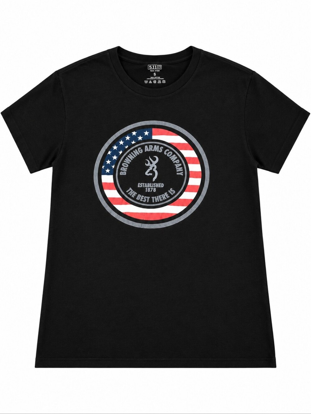 Browning Womens' Black Graphic Tee - American Flag Emblem Small